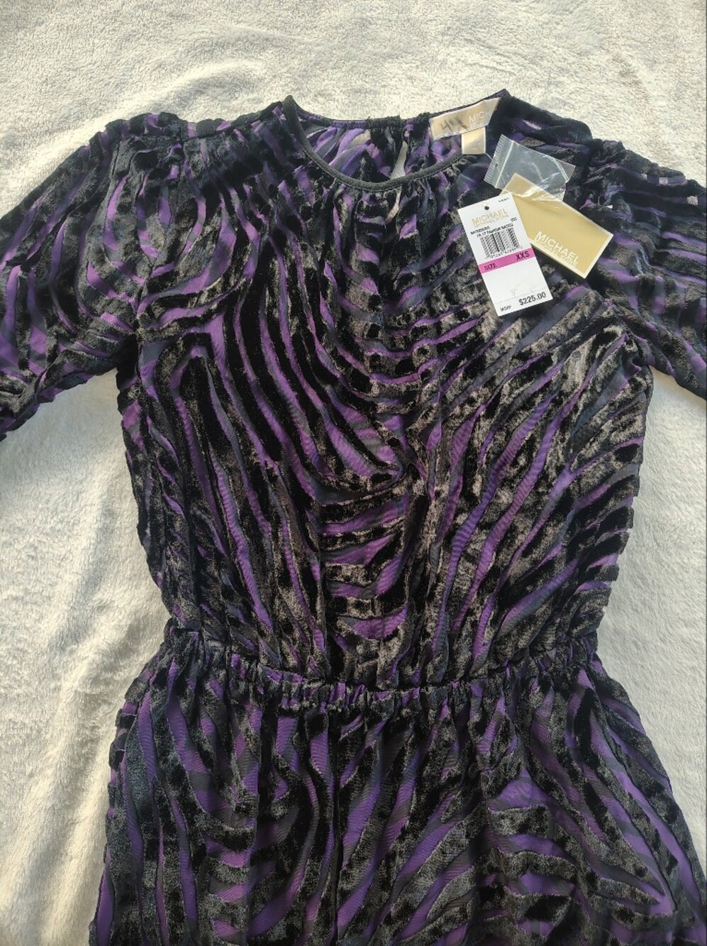 Michael Kors Purple and Black Textured Dress (XXS)